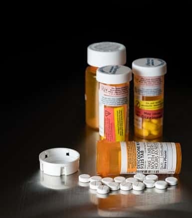Bottles of opioid tablets
