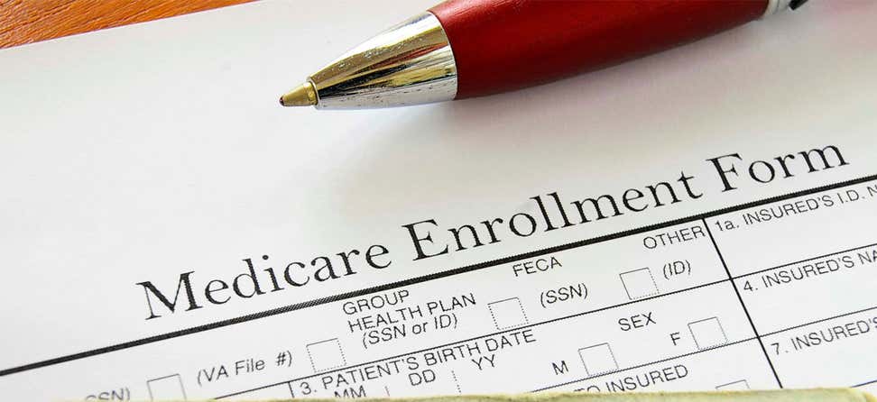 A close up shot of a Medicare enrollment form.