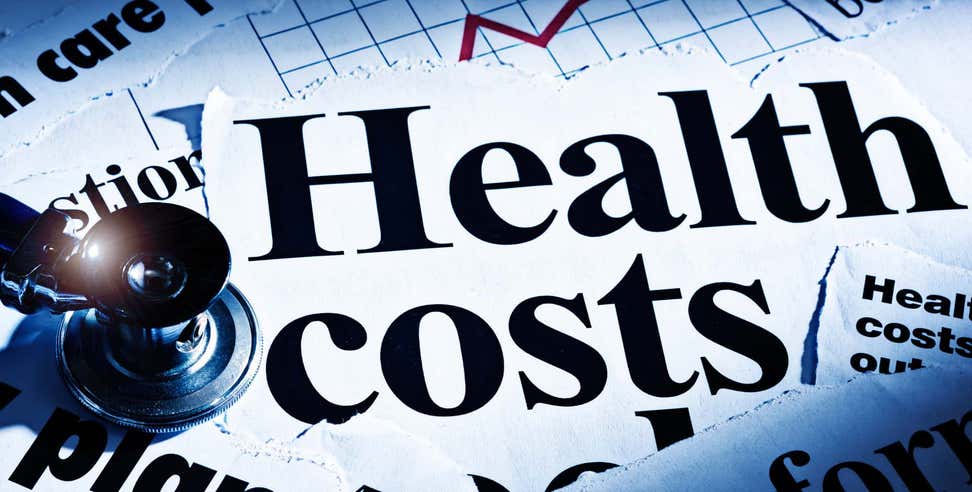 Graphic showing rising costs of health care and stethoscope