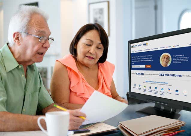 A senior couple is working together to figure out what Medicare benefits they are eligible for via BenefitsCheckup.org.